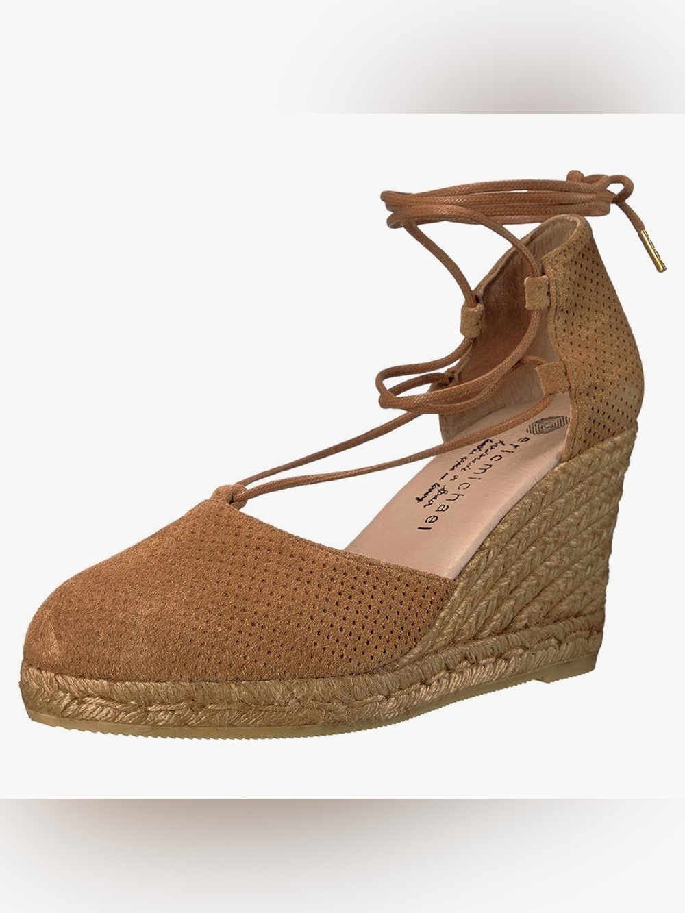 Eric Michael Mustard Tan Lace-Up Espadrille Wedges